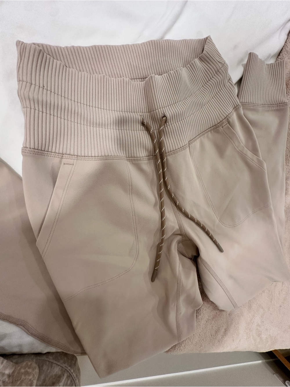 Avalanche Ribbed Waist Jogger Pants - Taupe